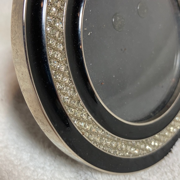 2 small rhinestone tabletop picture frames yellow enamel flower - Picture 5 of 6